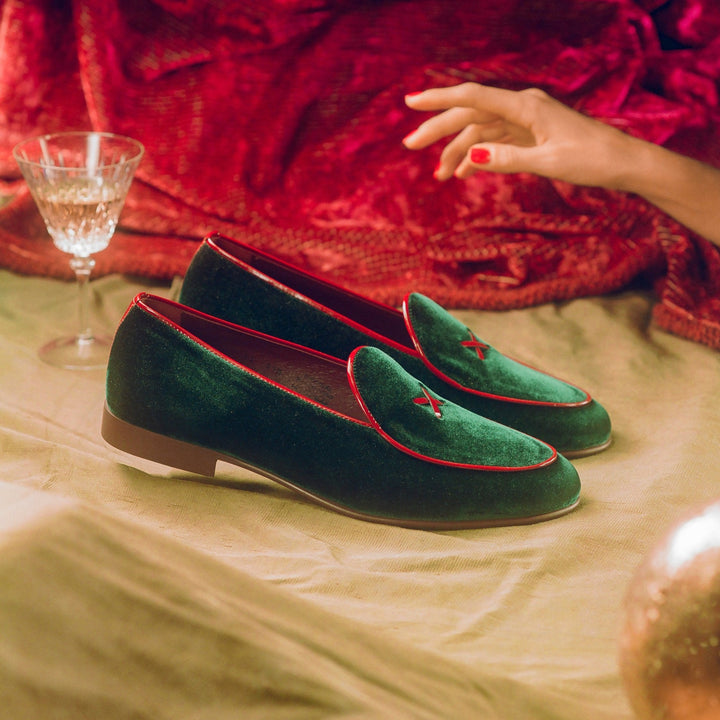Women's Dark Green Velvet Milano Loafer