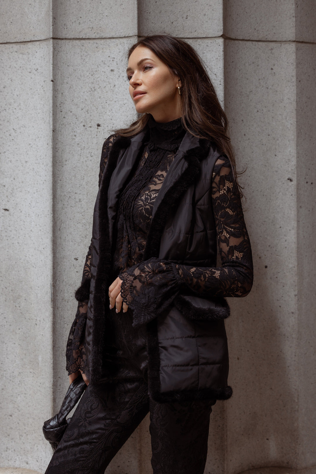 Mink Nylon Vest In Black