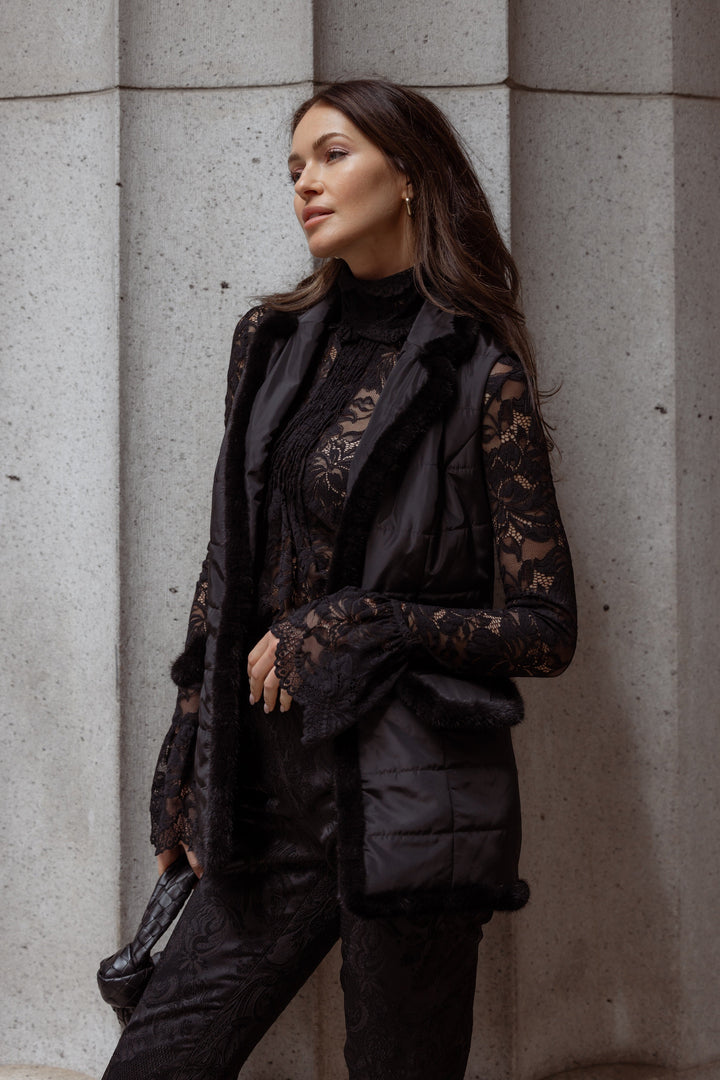 Mink Nylon Vest In Black