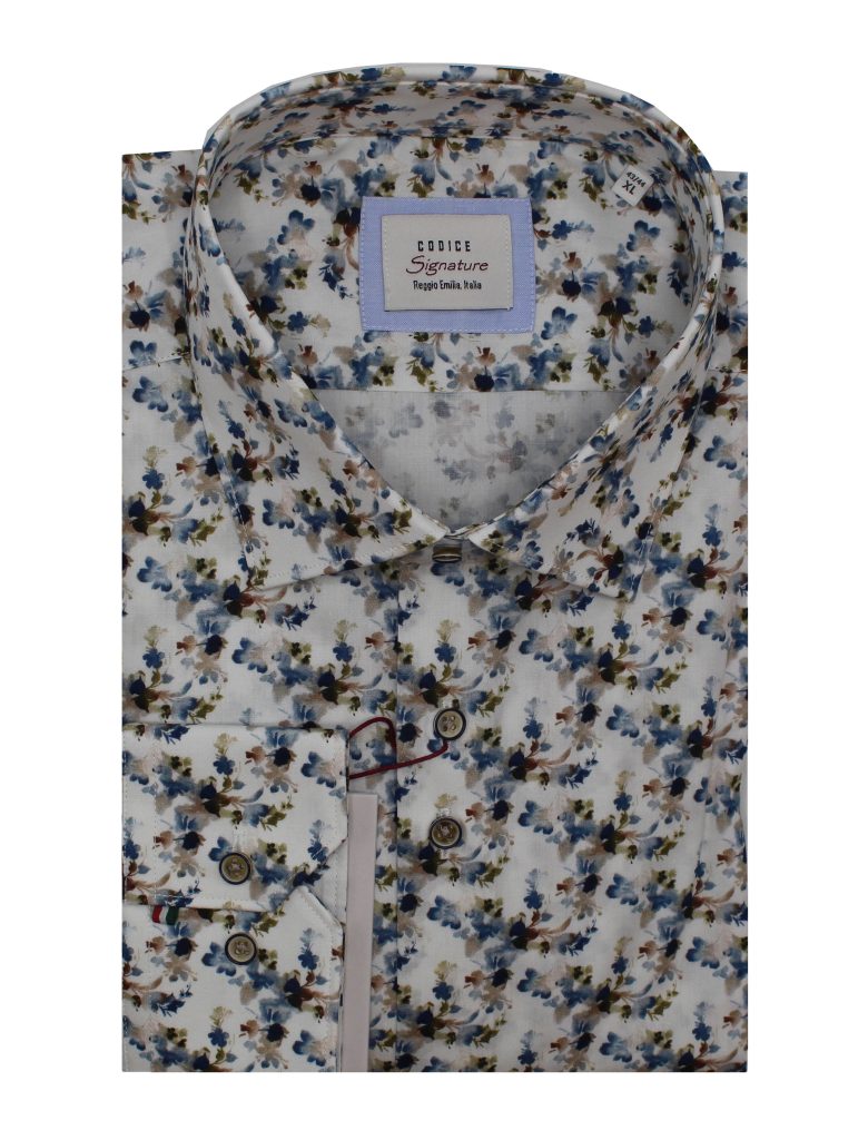 Long Sleeve Shirts - Blue Floral