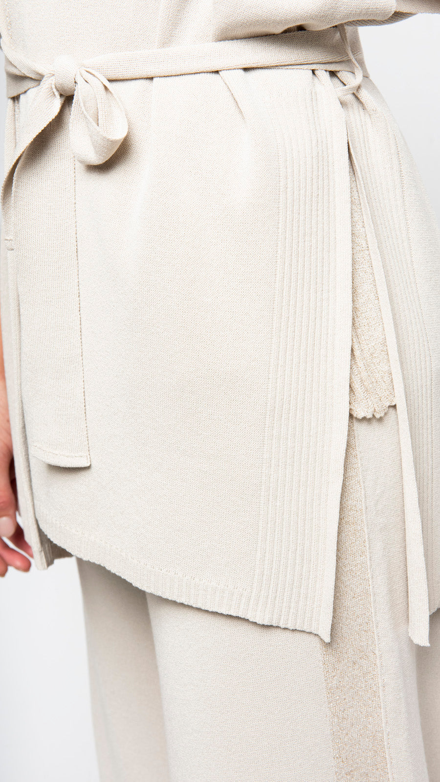 Melinda Belted Dropped Shoulder Cardigan; Beige