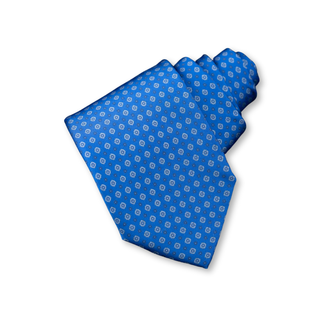 Blue Silk Tie with white accents