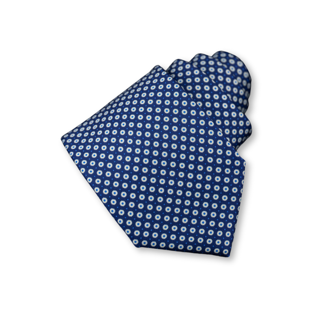 Blue With Flower Silk Tie