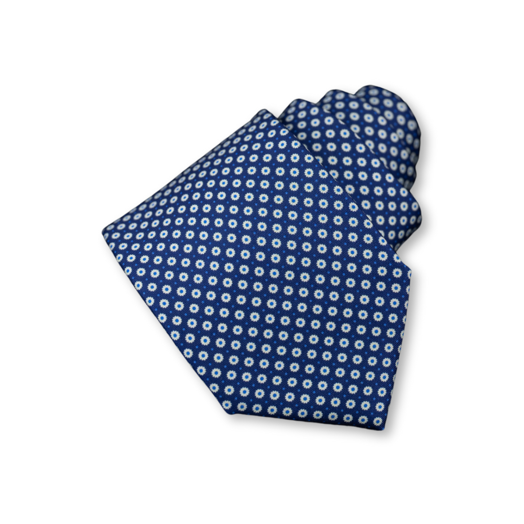 Blue with Flower Silk Tie