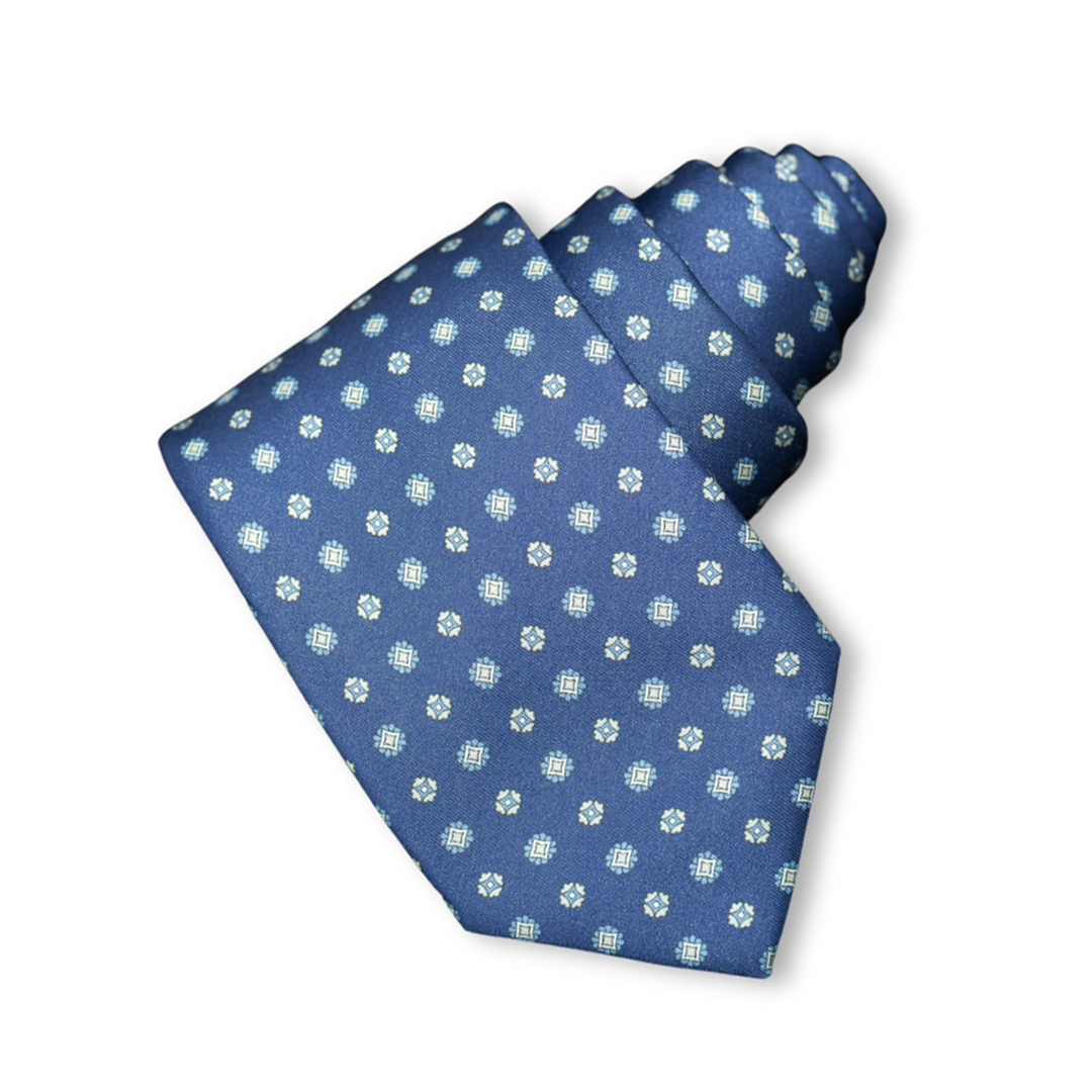 Blue with Small Designs Silk Tie