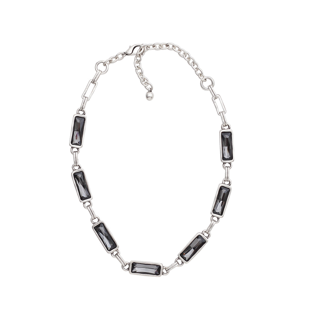 Handmade Smokey Crystal Pewter Necklace – 3908
