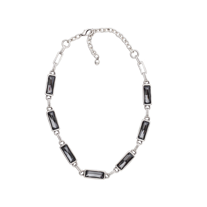 Handmade Smokey Crystal Pewter Necklace – 3908
