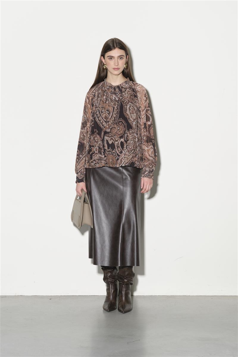 Printed Georgette Blouse with Pleats