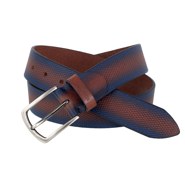 Genuine Leather Belt - Brown / Blue
