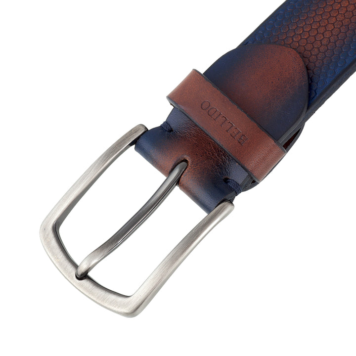 Genuine Leather Belt - Brown / Blue