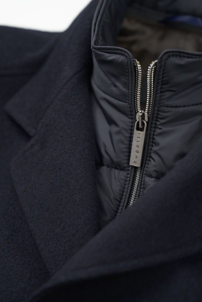 Wool Blend Coat With Vest Insert - Black