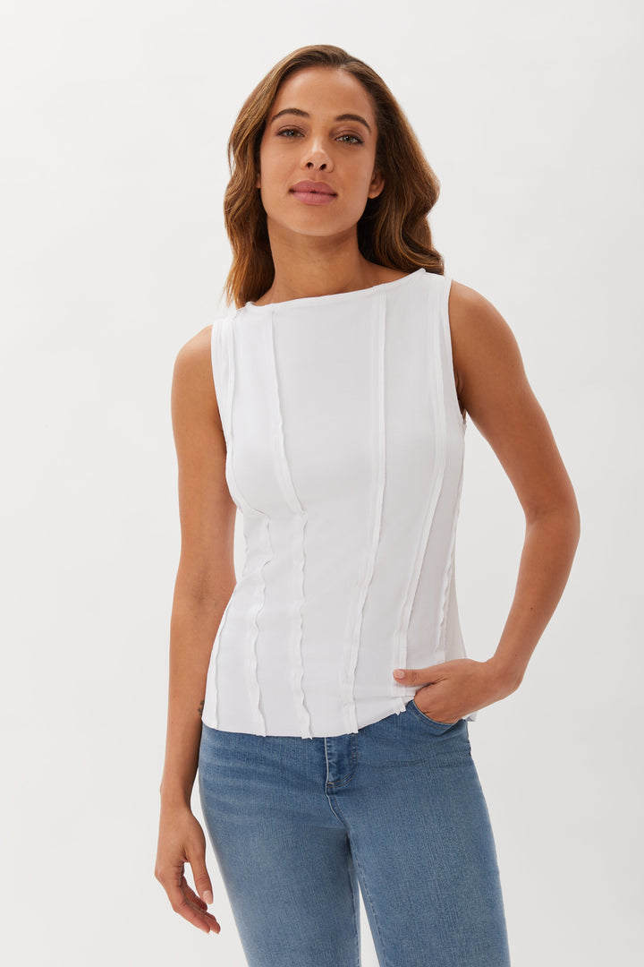 Exposed Seam Knit Shell - White