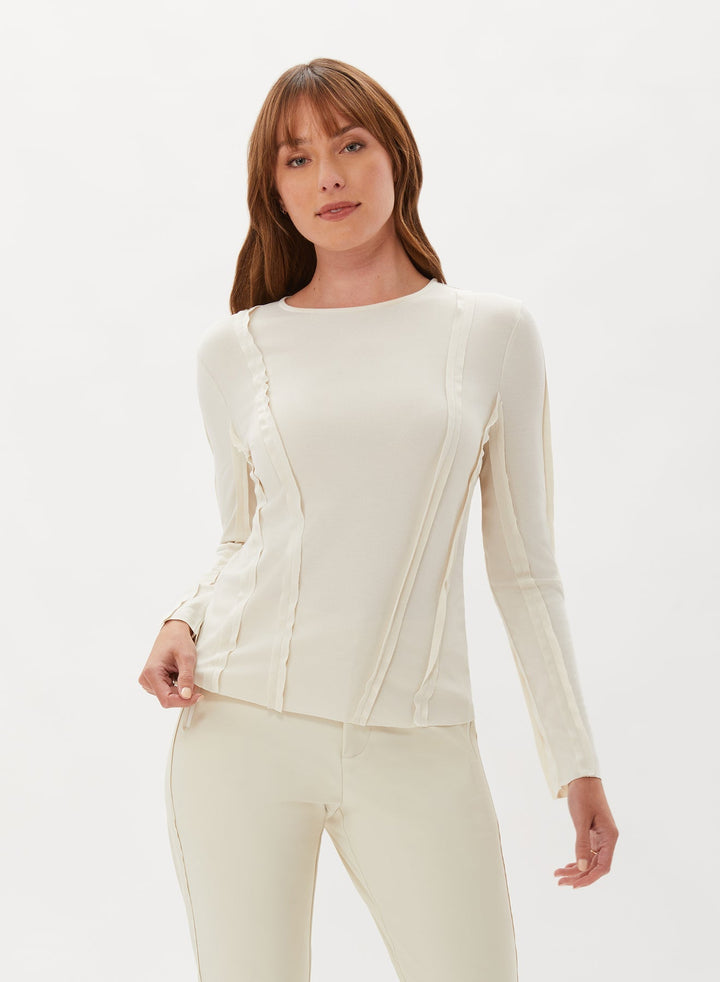 Exposed Seam Long Sleeve Top - Natural