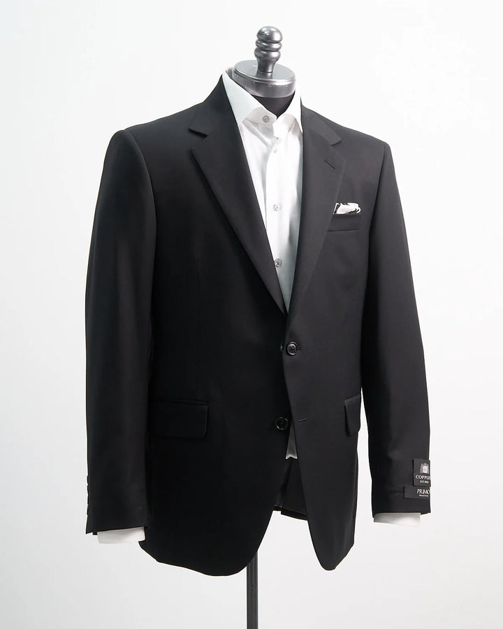 Solid Black Super 100'S Twill All Season Suit