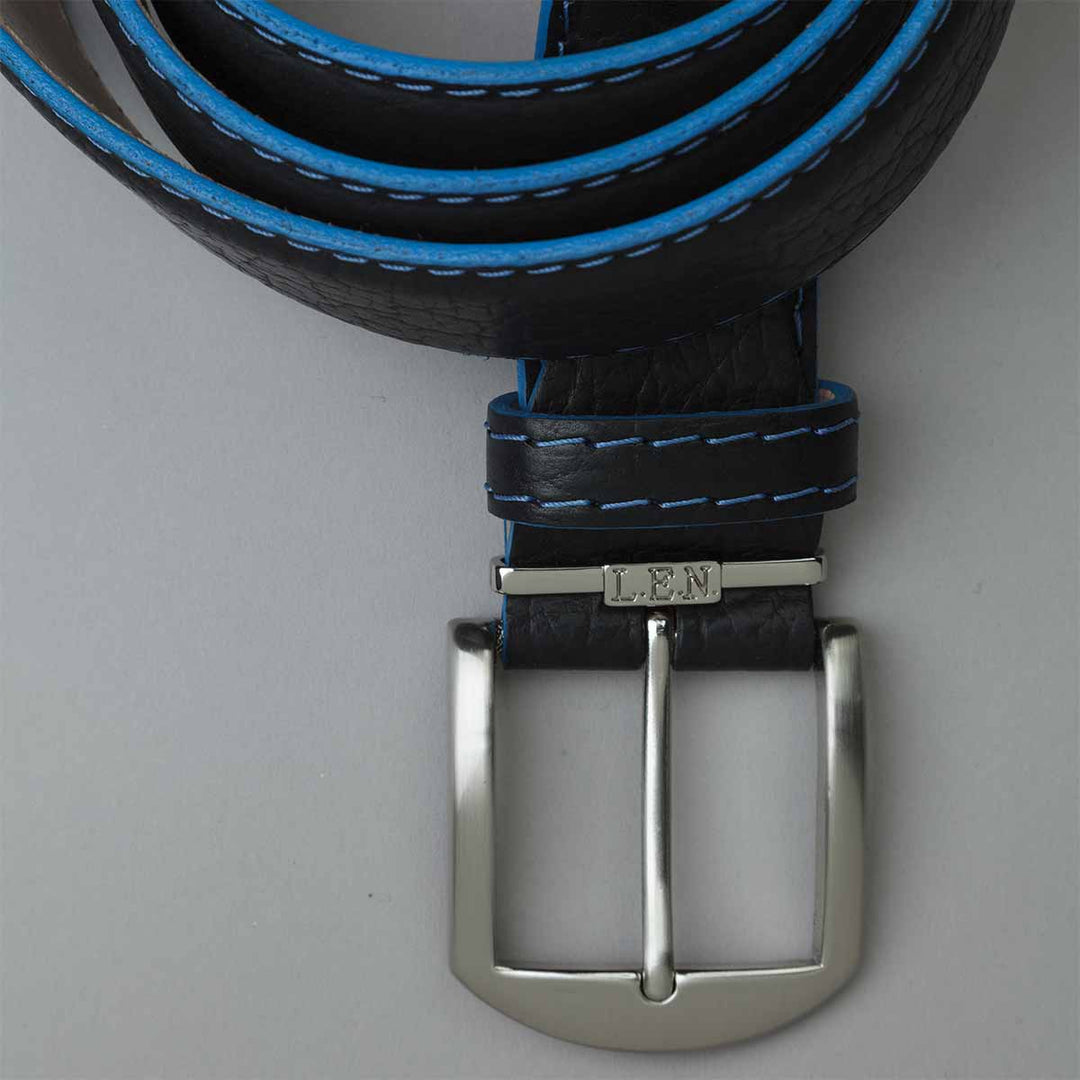 American Bison - Black w/ Denim Blue Edge and Stitching Belt