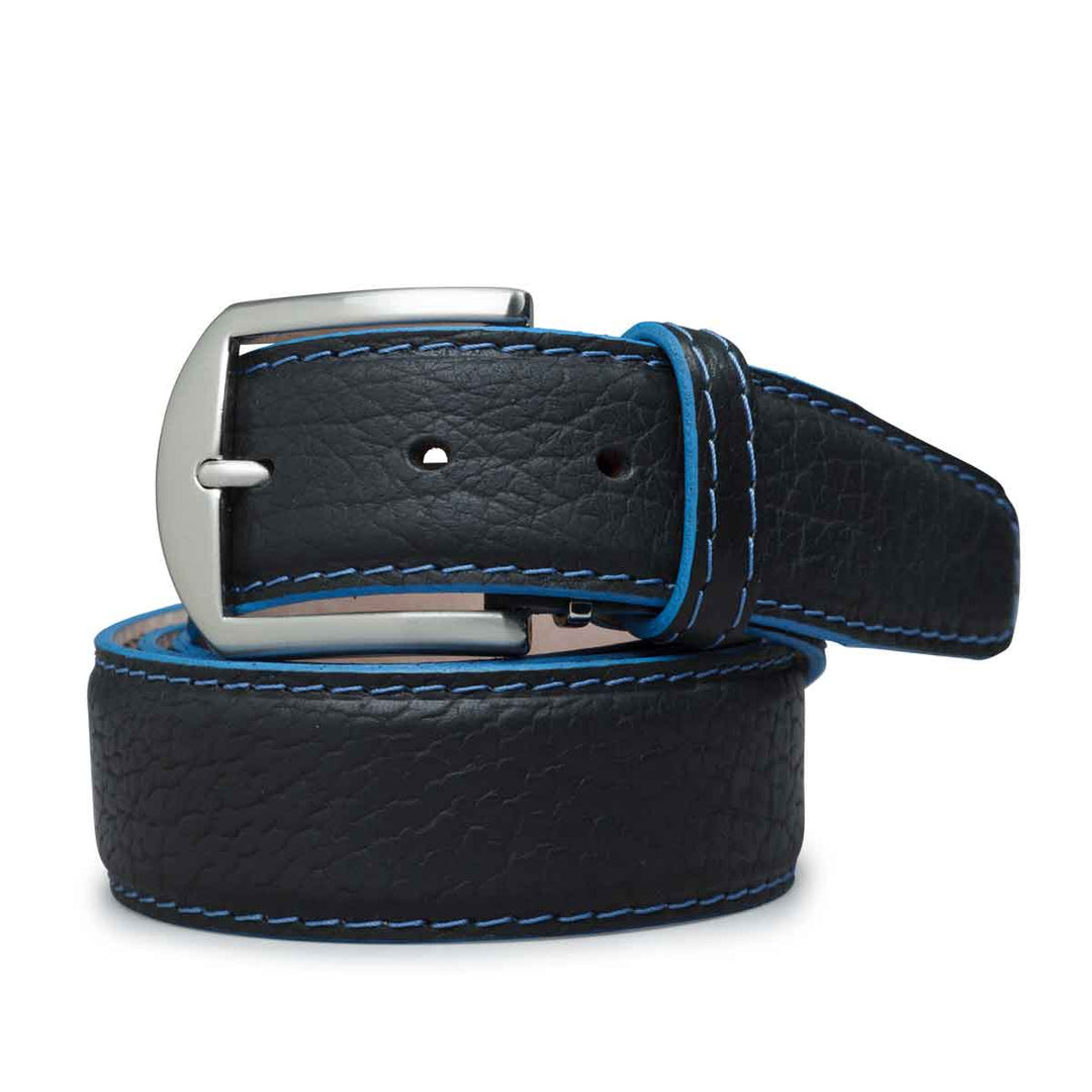 American Bison - Black w/ Denim Blue Edge and Stitching Belt