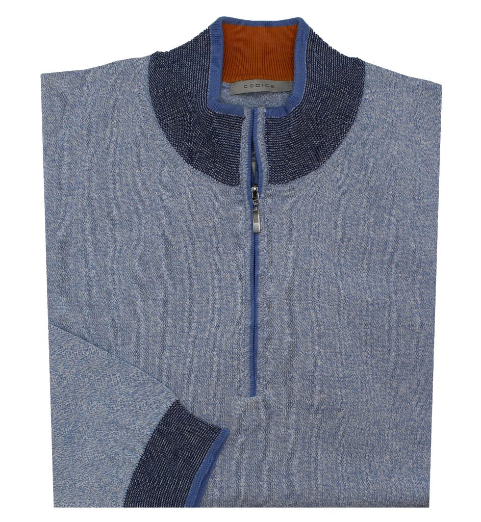 Half Zip Knit Sweater - Light Blue