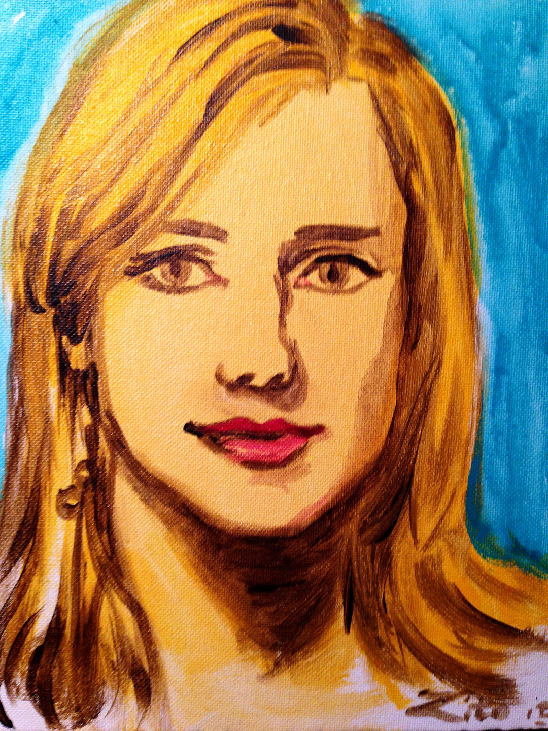 Woman Ochre Acrylic Portrait