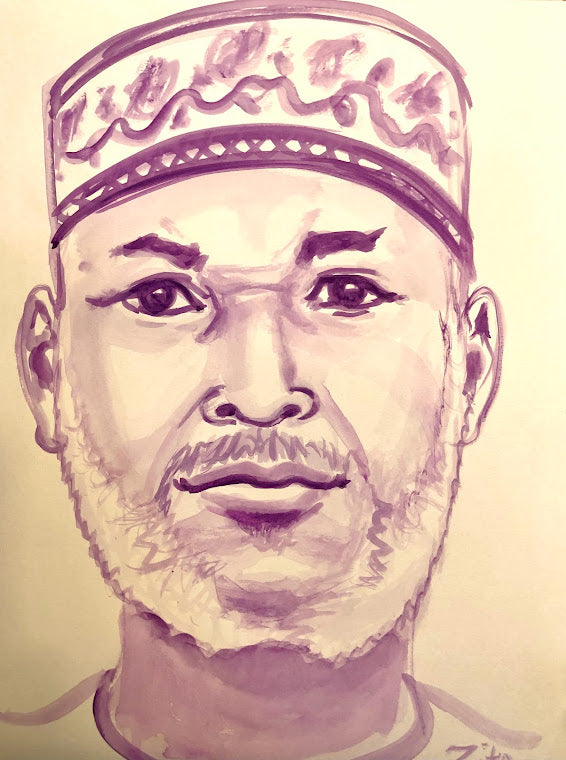 African Man Watercolor Portrait