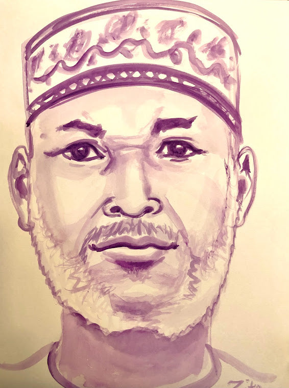 African Man Watercolor Portrait