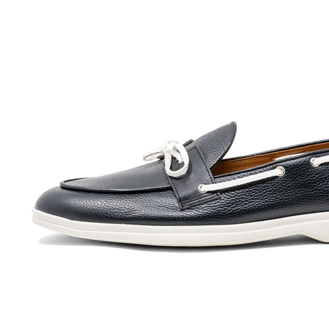 Women's Black Pebbled Leather Barca Yacht Loafer