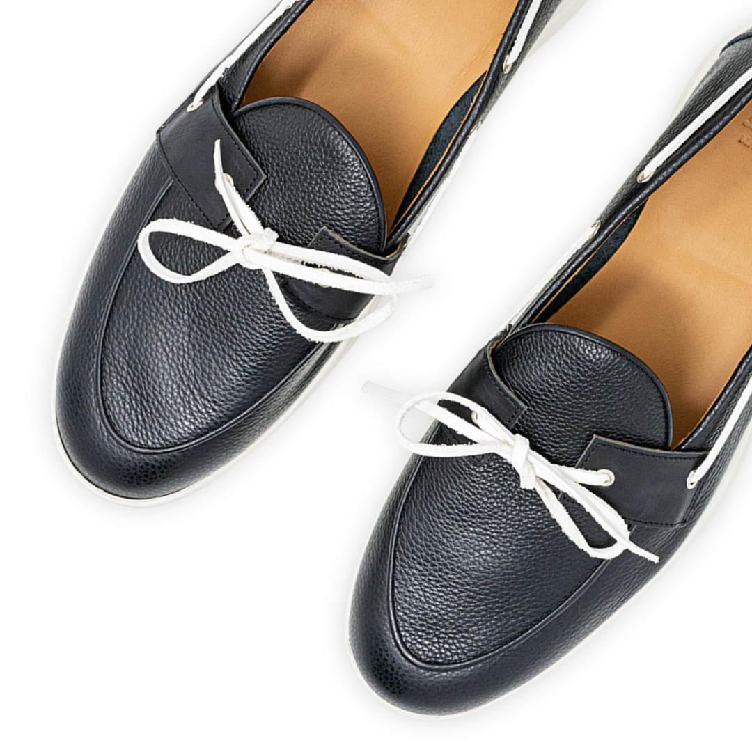 Women's Black Pebbled Leather Barca Yacht Loafer