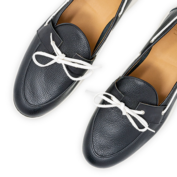 Women's Black Pebbled Leather Barca Yacht Loafer