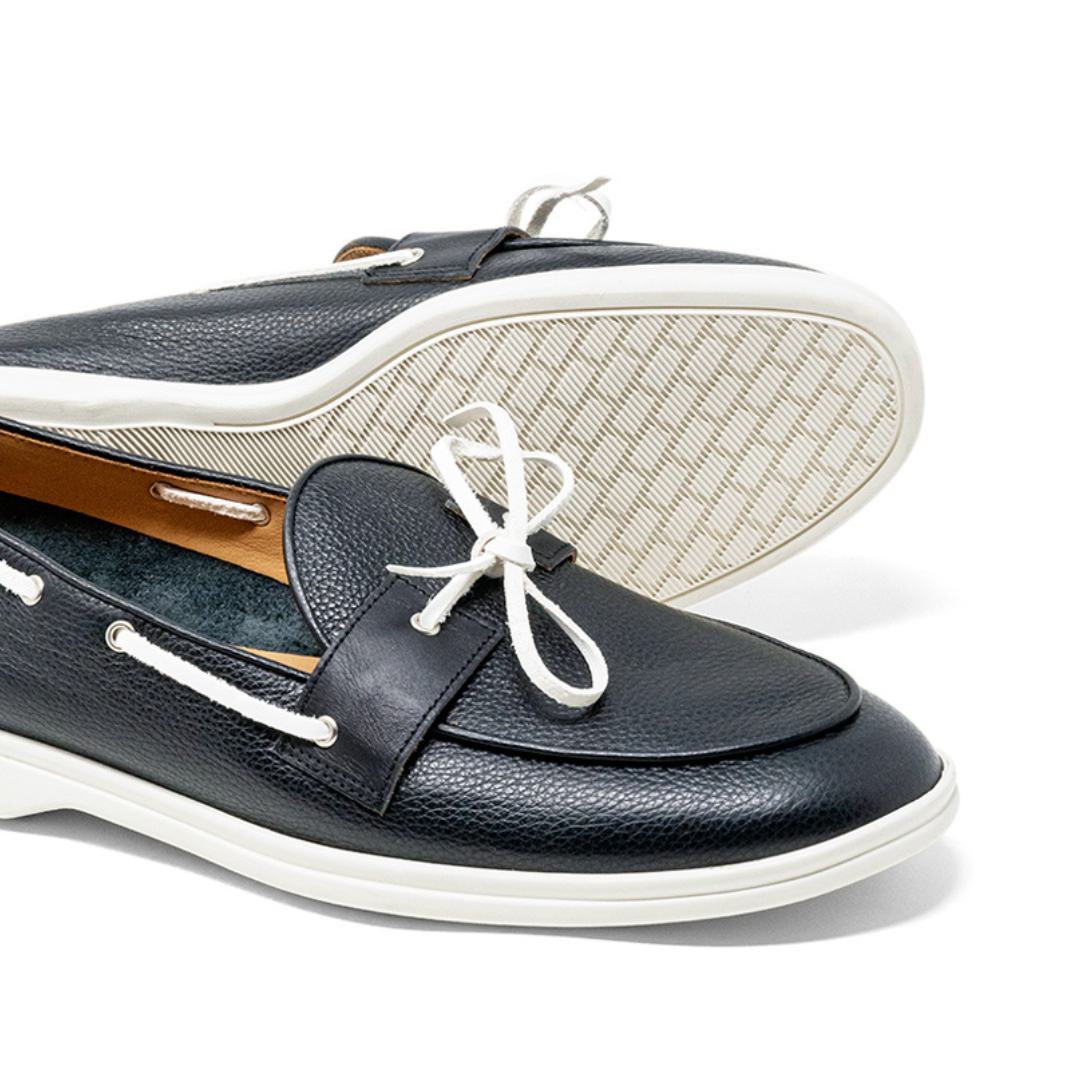 Women's Black Pebbled Leather Barca Yacht Loafer