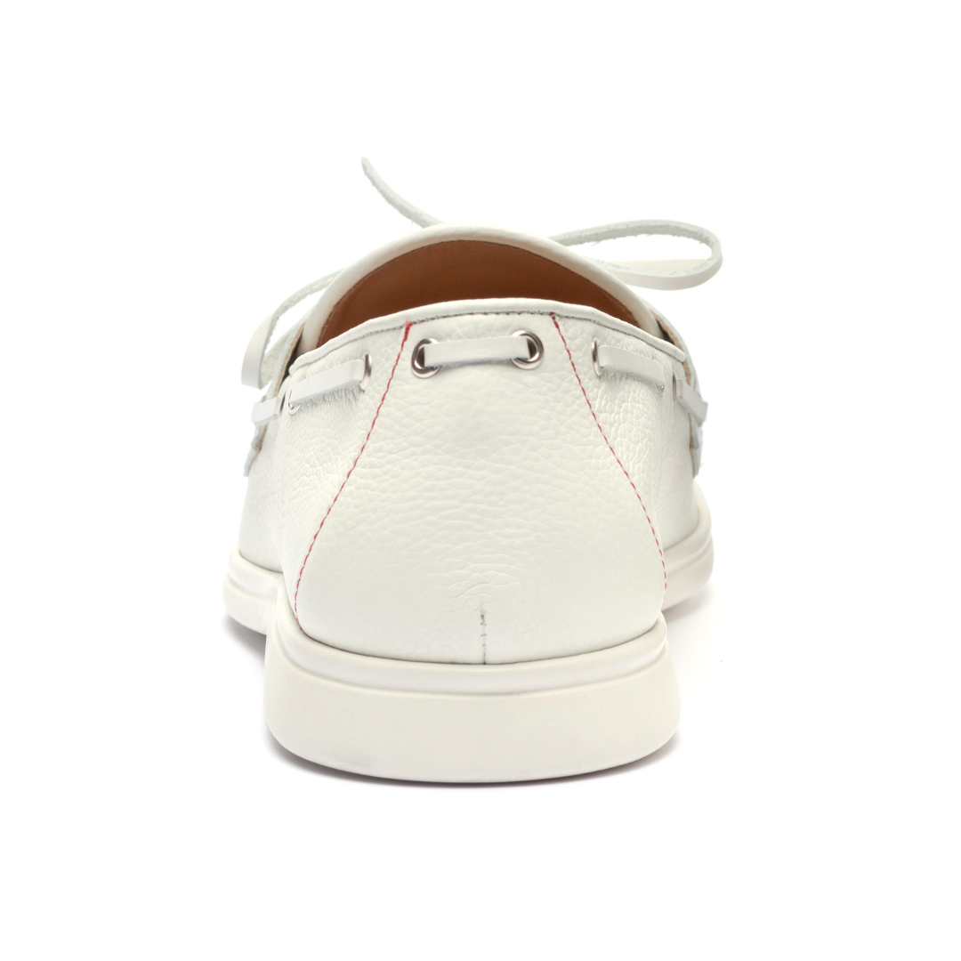 Women's White Pebbled Leather Barca Yacht Loafer