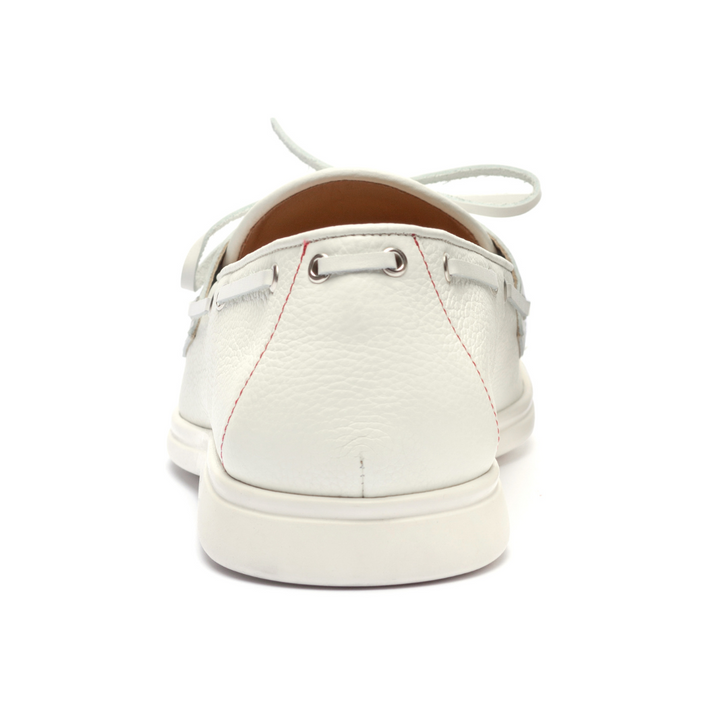 Women's White Pebbled Leather Barca Yacht Loafer