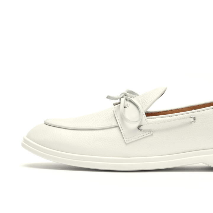 Women's White Pebbled Leather Barca Yacht Loafer