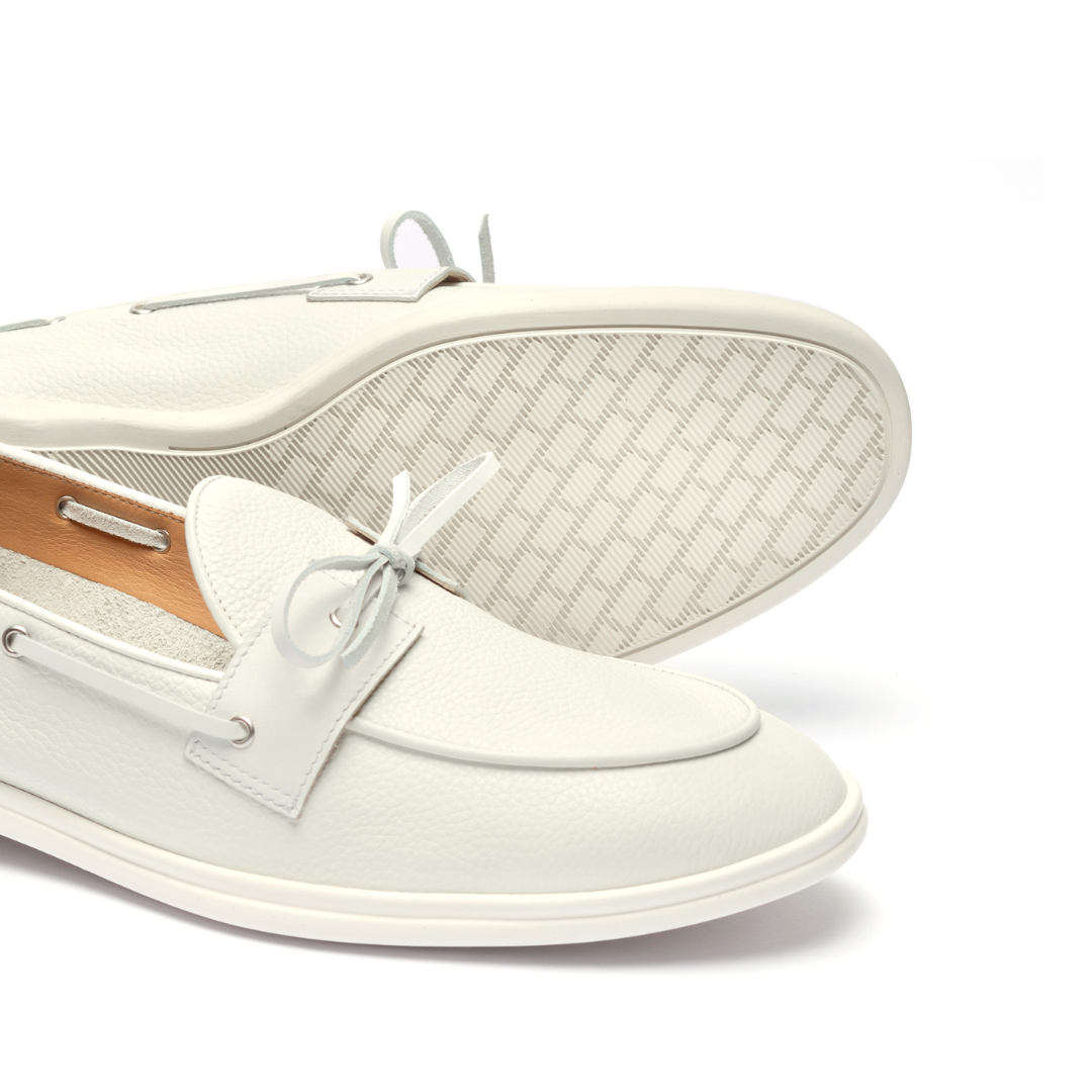 Women's White Pebbled Leather Barca Yacht Loafer