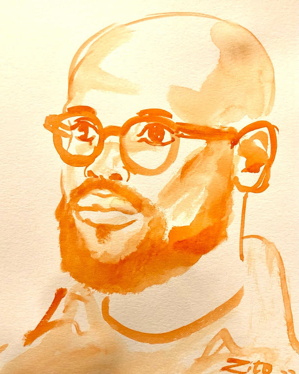 Beard And Glasses Watercolor Portrait