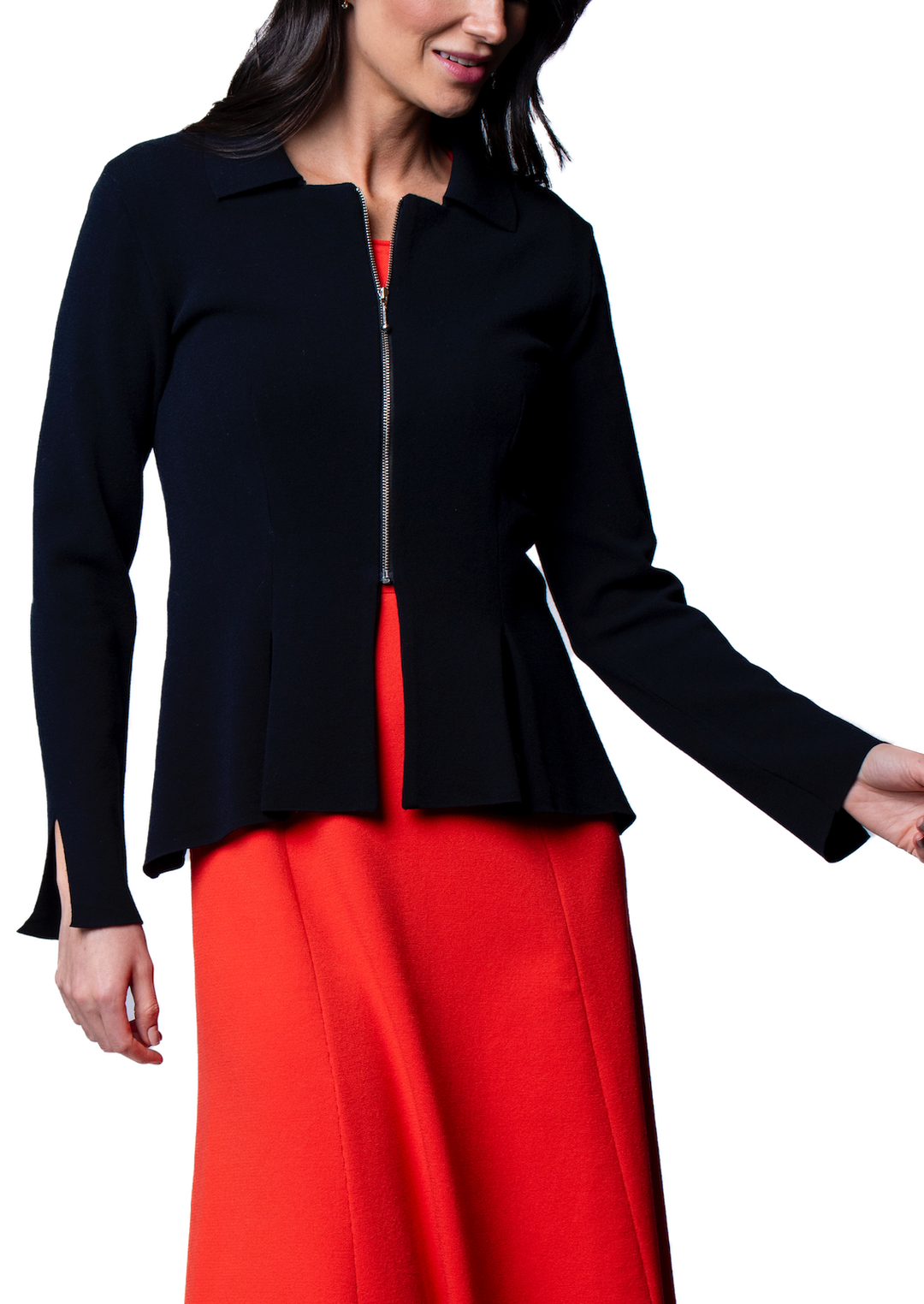 Nikkie Flat-Knit Zip Jacket ; Dark Navy