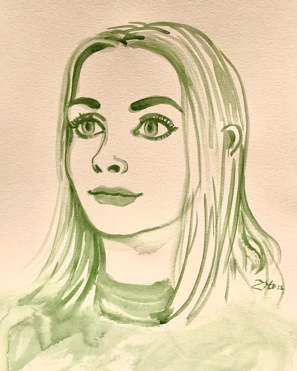Blonde Elf Watercolor Portrait