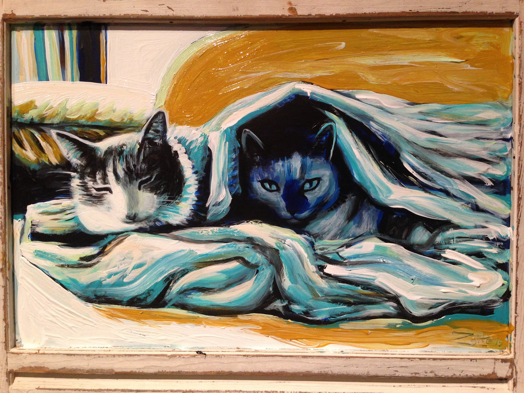 Cats Window Acrylic Portrait