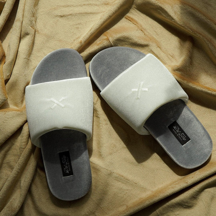 Women's Grigio & Cream Velvet House Slide
