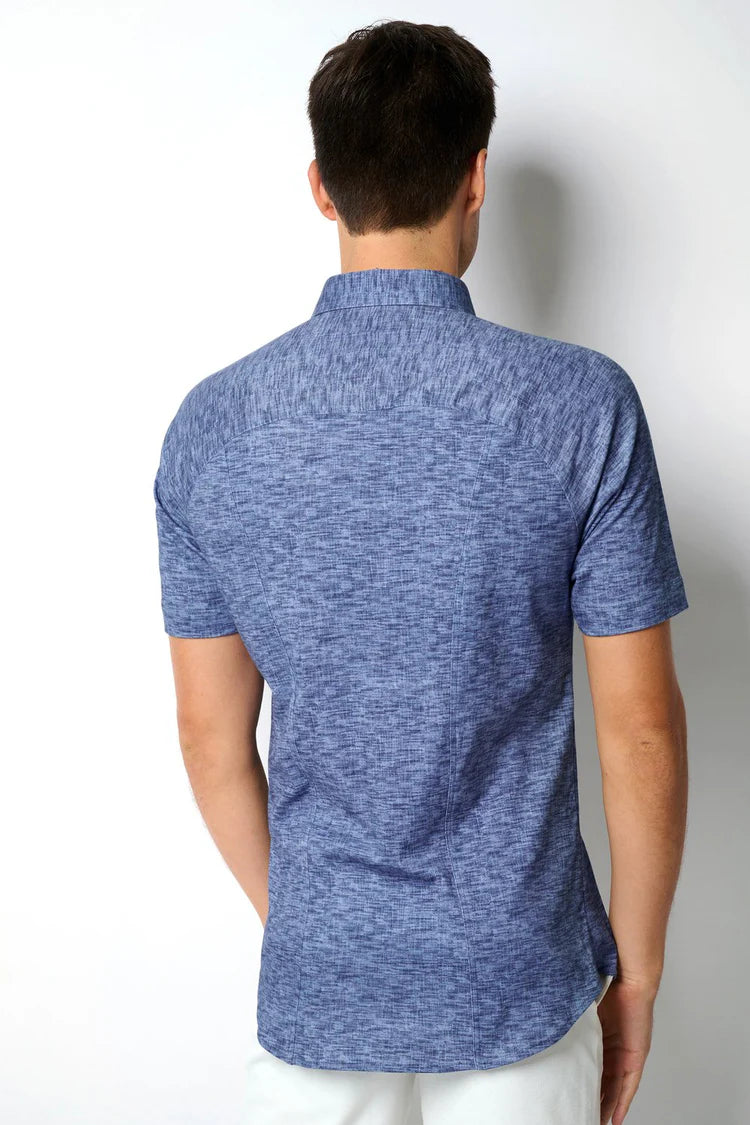 Wave Print Mens Short-Sleeved Shirt