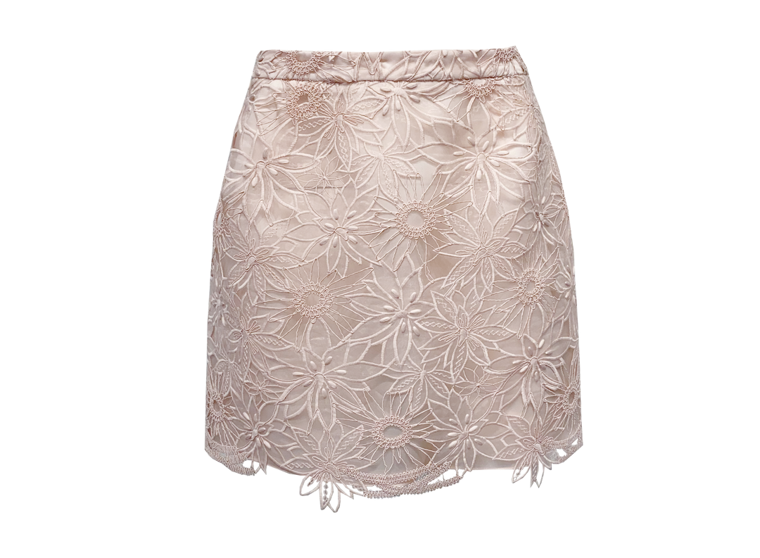 Blush Lace Floral Mini Skirt - Elegant Charm