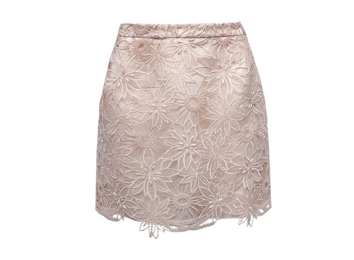 Blush Lace Floral Mini Skirt - Elegant Charm