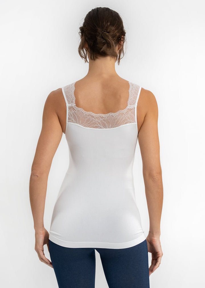Lace Inset Top - White
