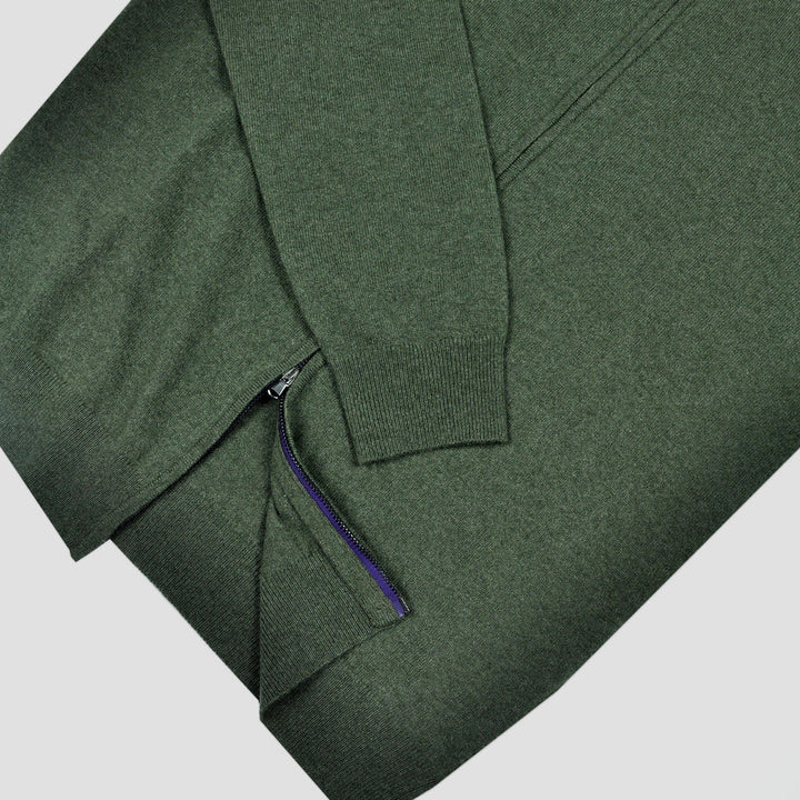 Cashmere Zip Cardigan in Denim Green