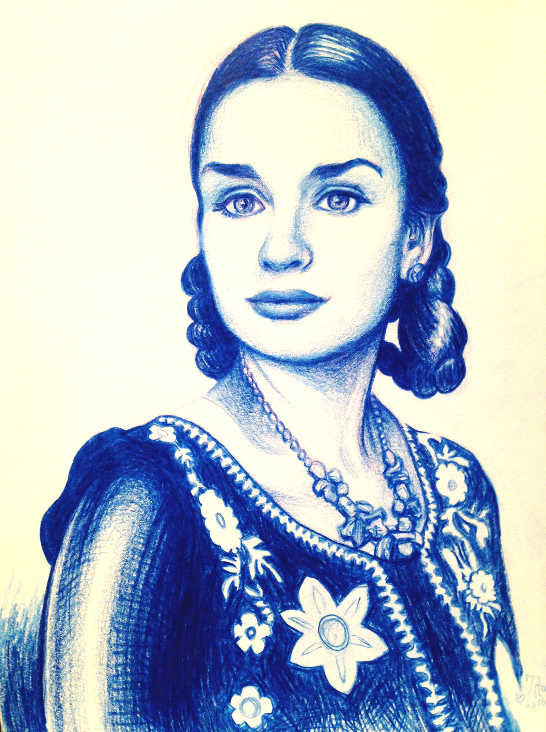 Dina Pencil Drawing Watercolor Portrait