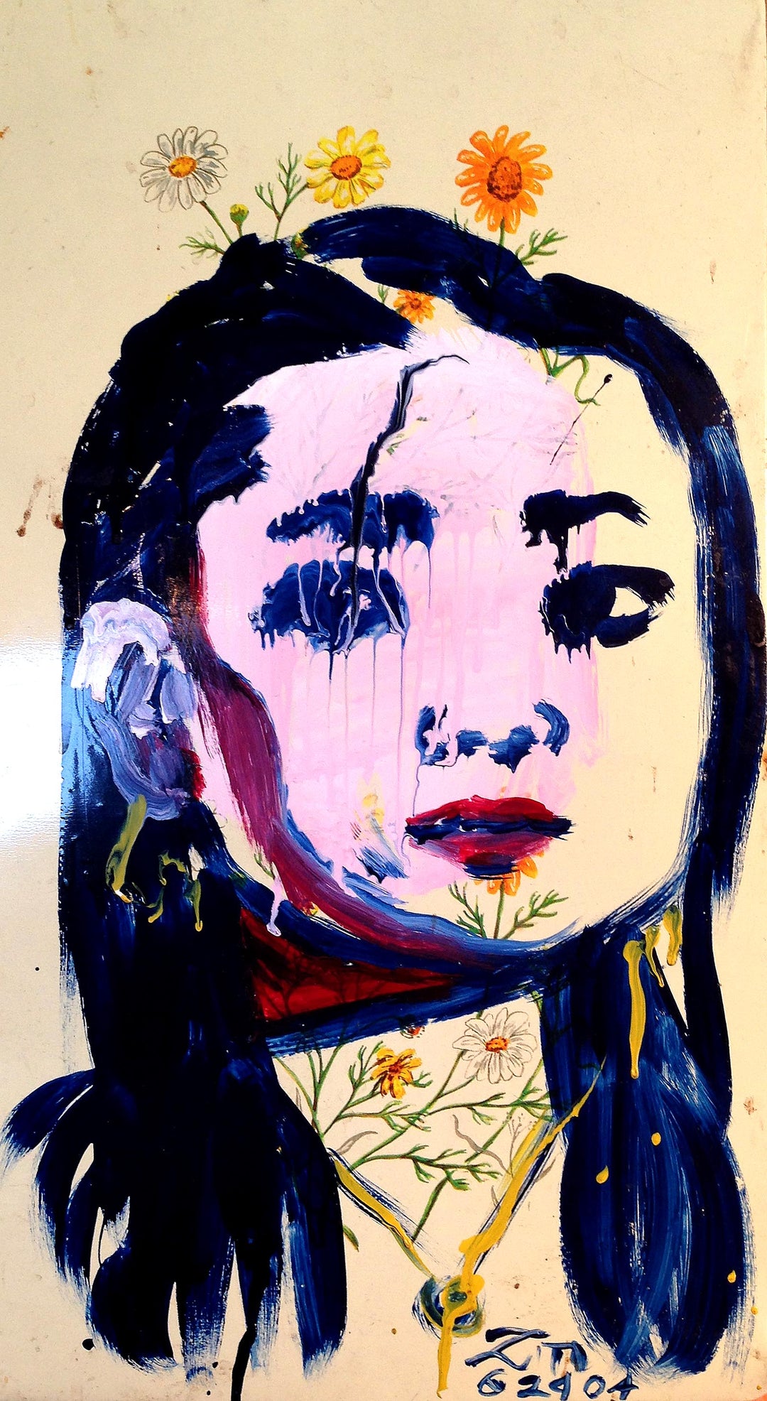 Girl Enamel Portrait