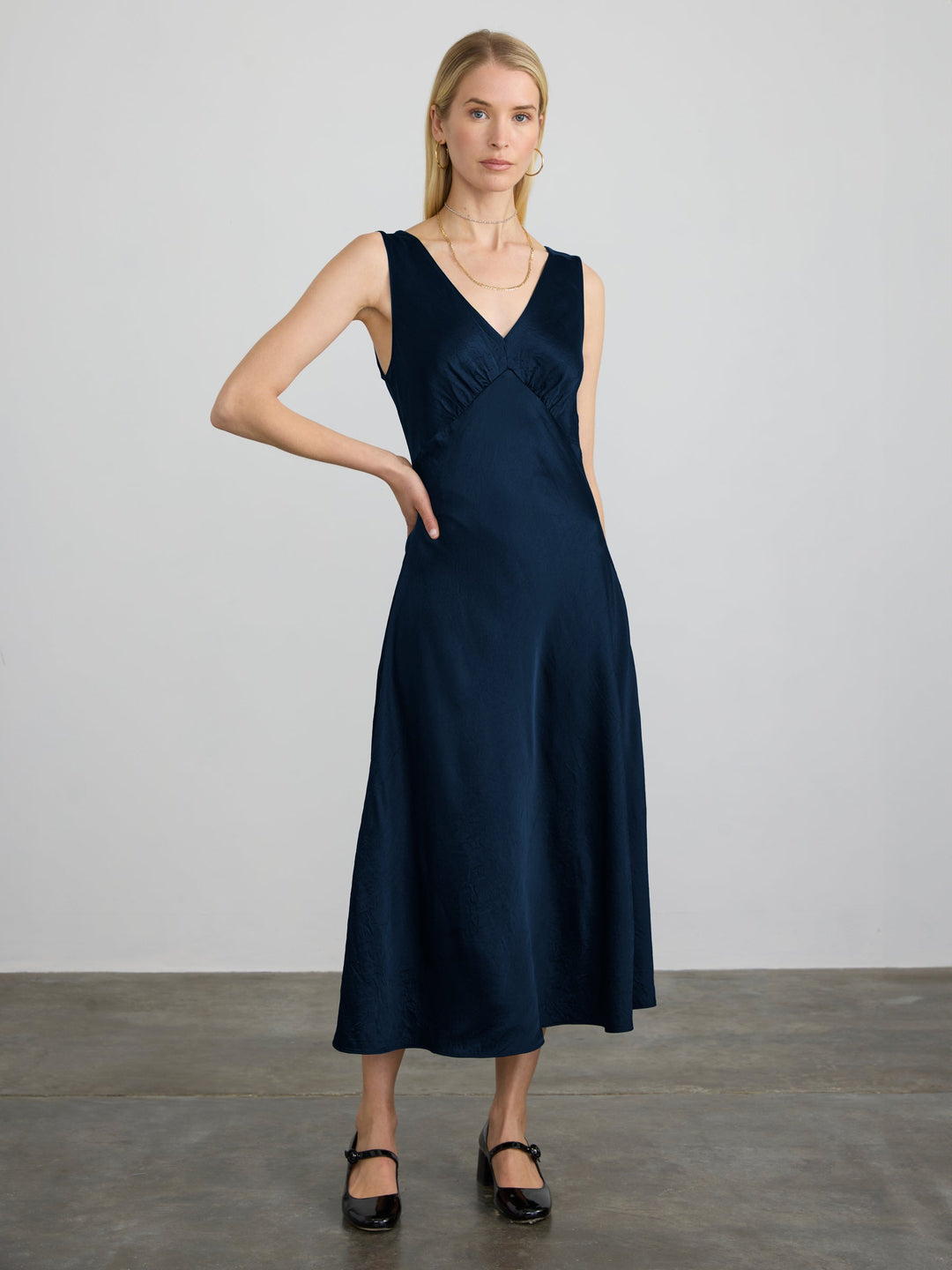 Darya Double V-Neck Dress - Navy