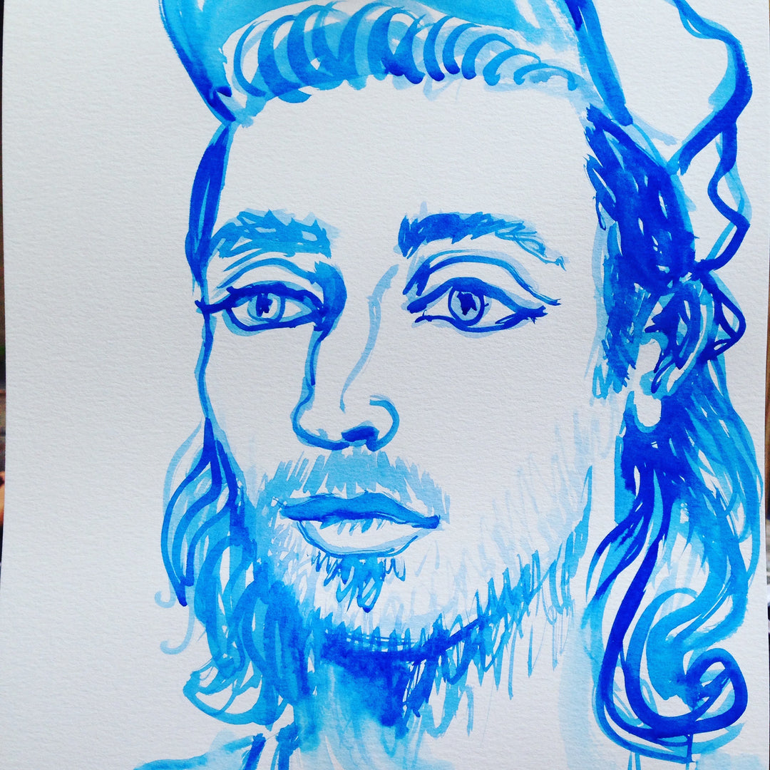 Foreign Hipster Watercolor Portrait