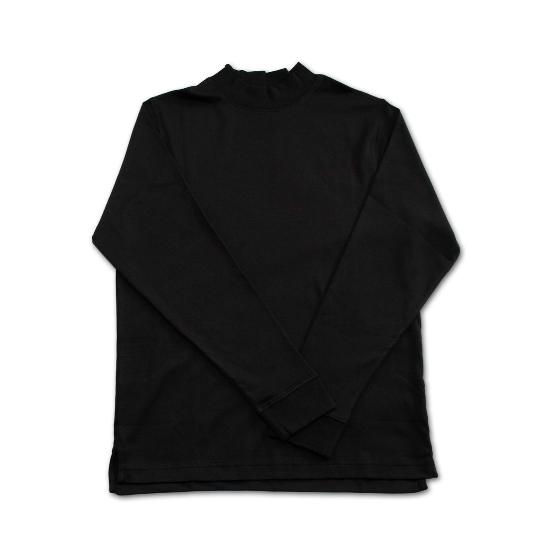 100% Cotton Mock Neck Long Sleeve Shirt - Black