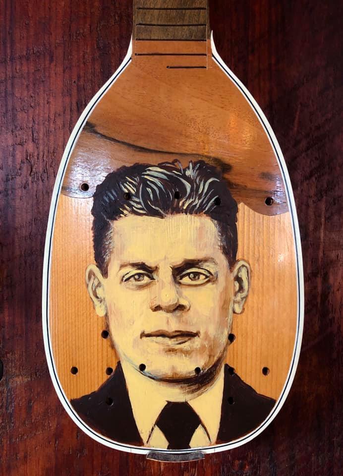 Grandfather On Tamburitza Acrylic Portrait