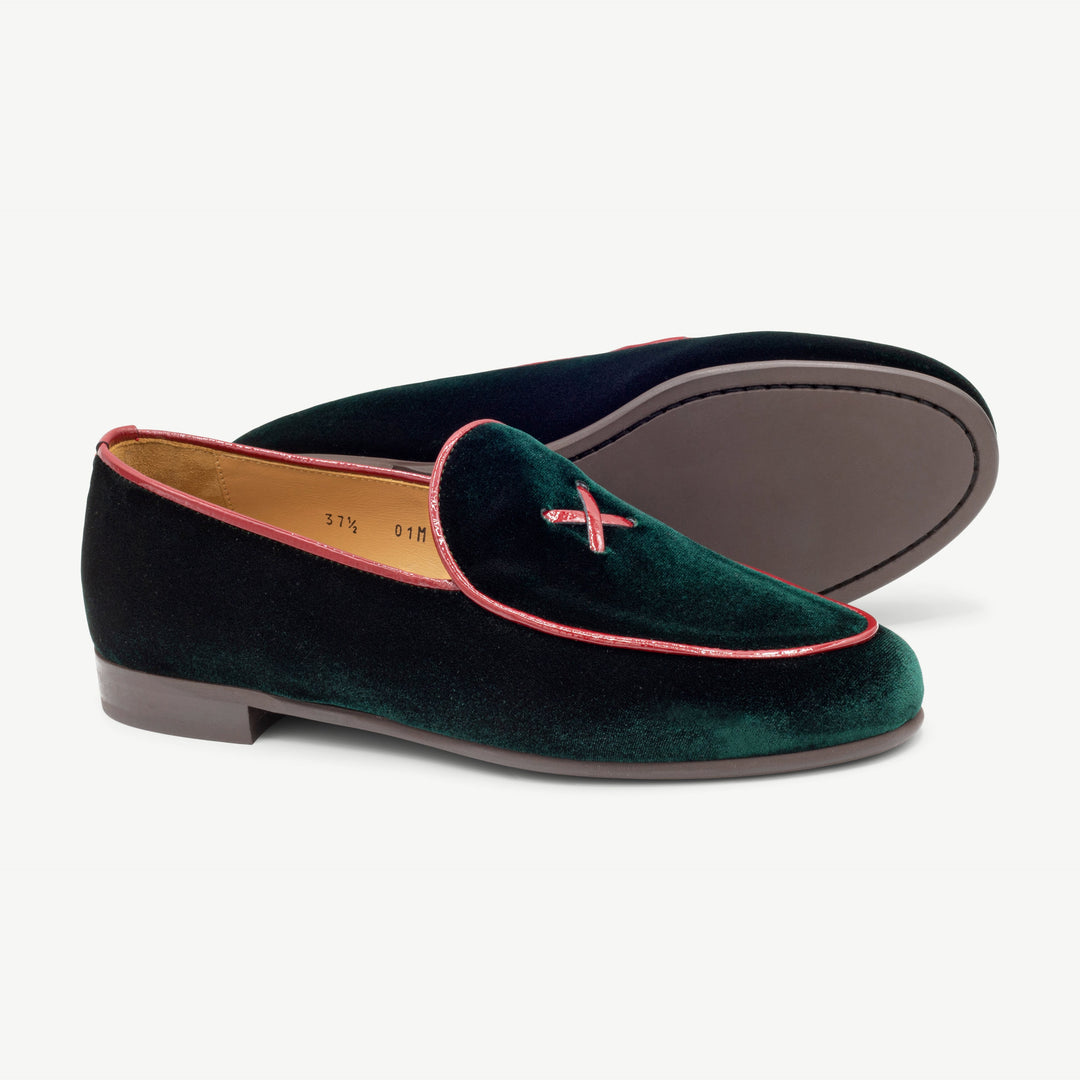 Women's Dark Green Velvet Milano Loafer