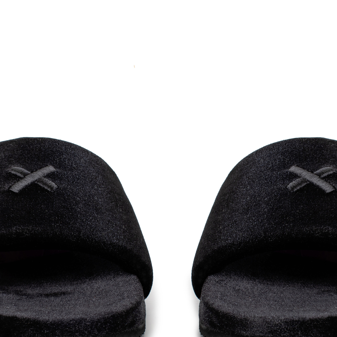 Women's Black Velvet House Slide